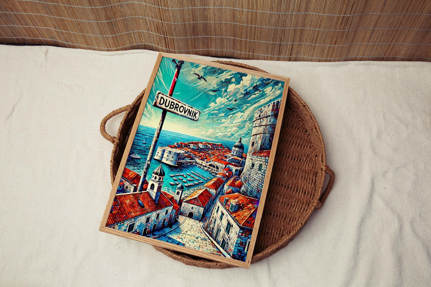 Dubrovnik Print - Croatia Wall Art Travel Poster, Coastal Cityscape, Housewarming & Travel Gift, Dubrovnik Gift, Croatia Decor