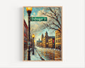 Dubuque Street Oil Painting Print: Iowa City Travel Poster