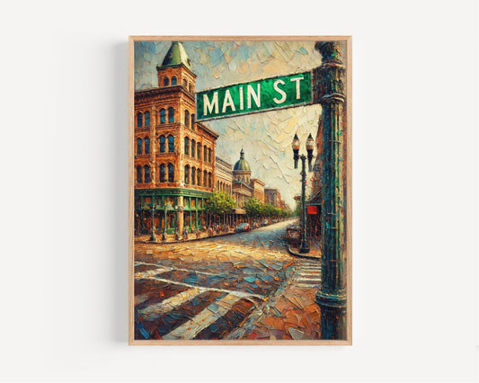 Wall Art Main St Print Baton Rouge Louisiana Travel Poster Louisiana Gift Housewarming Decor