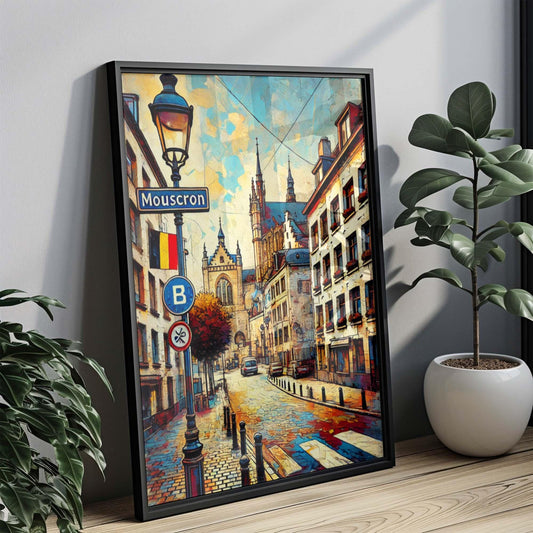 Mouscron Art Wall Print - Belgium City Travel Poster, European Home Decor, Housewarming Gift, Stylish Mouscron Wall