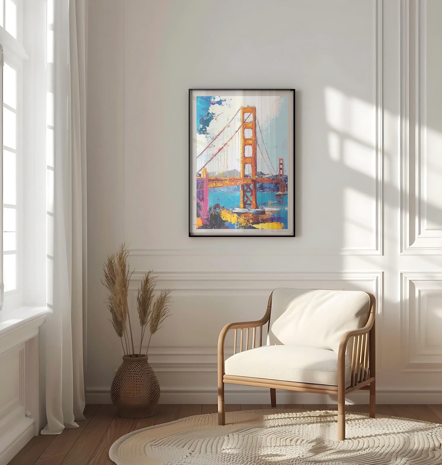 American Golden Gate Abstract Wall Art | Patriotic USA Poster | United States Independence Home Decor | Modern American Artwork