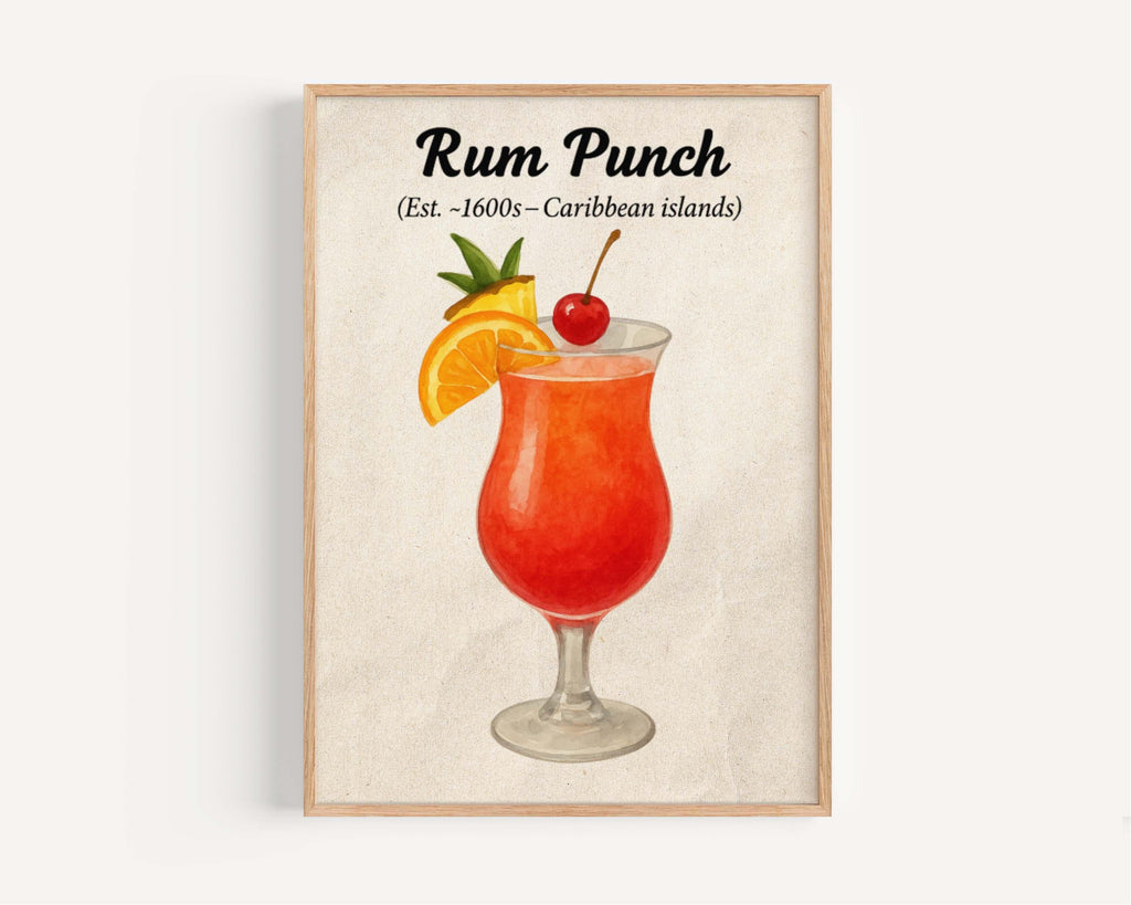 Rum Punch Cocktail Vintage Wall Art