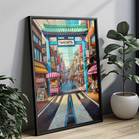 Takeshita Street Wall Art, Tokyo Print, Japan Art, Harajuku Scene, Travel Poster, City Gift, Japan Decor, Vibrant Street Sign Artwork