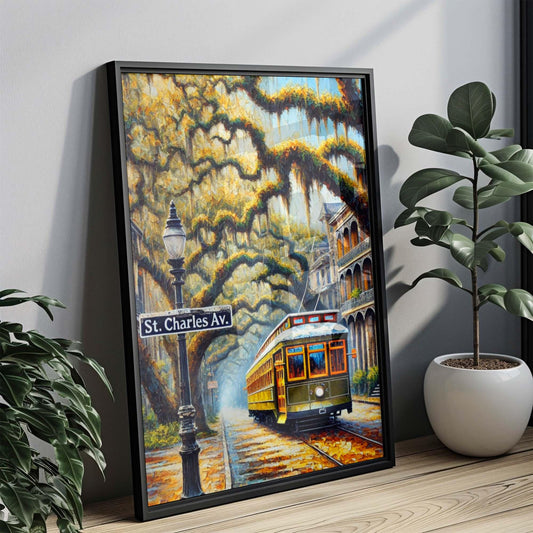 New Orleans Art St Charles Ave Wall Art Print, Louisiana Travel Poster, New Orleans Gift, Housewarming Decor, Crescent City Home Art