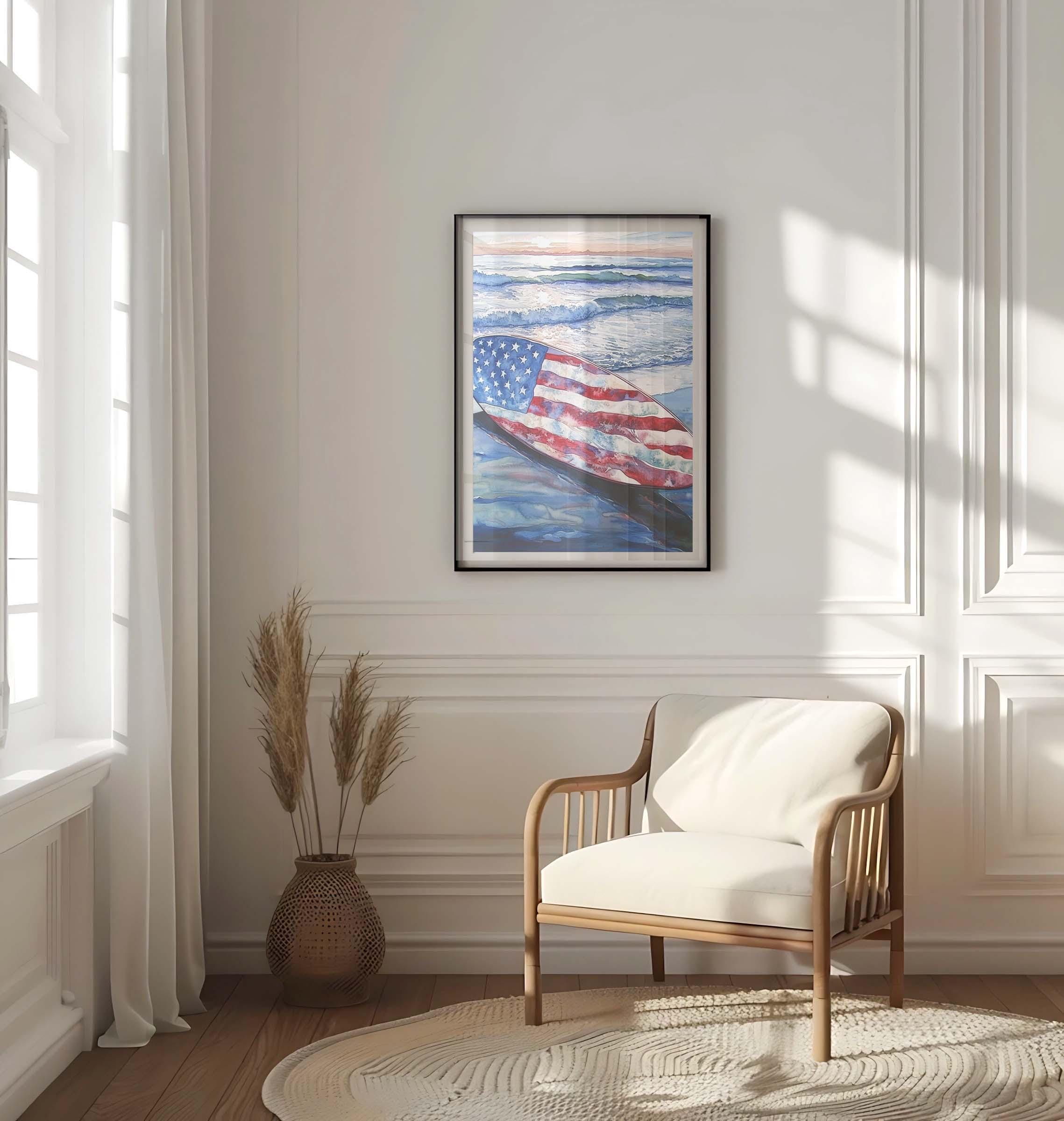Surfing Wall Art Patriotic - USA