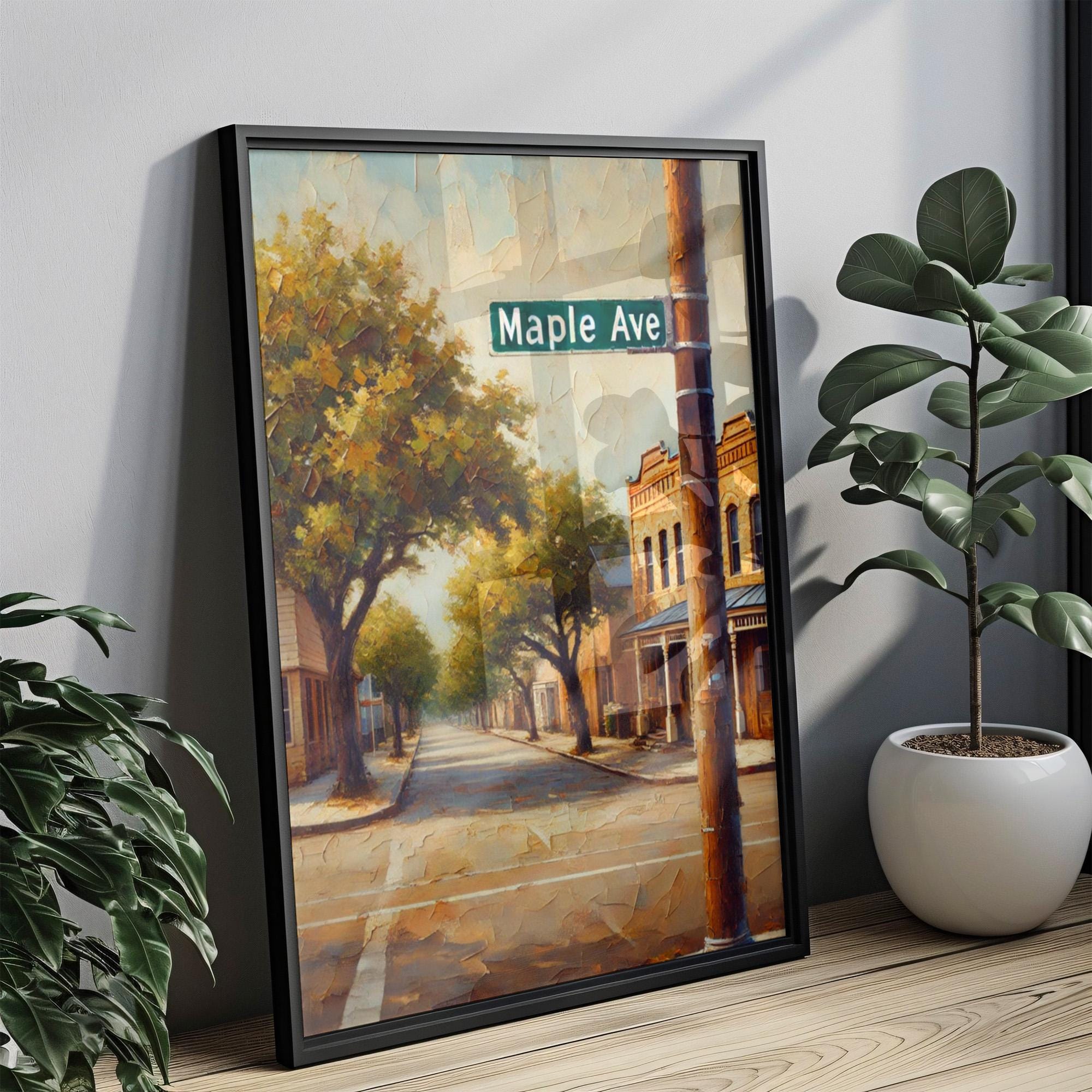 Maple Avenue Wall Art Print - Dallas Travel Poster, Texas Decor, Housewarming Gift, Dallas Art & Maple Ave Print for Home