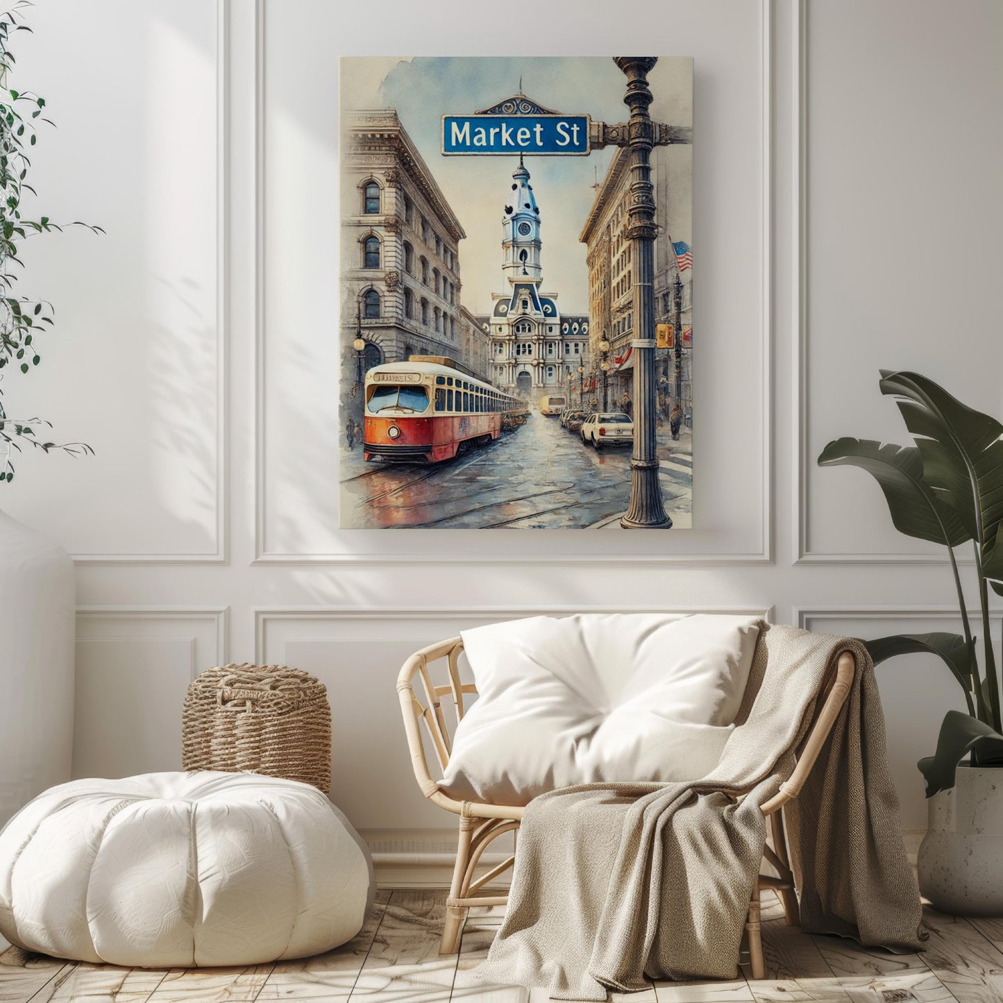 Market Street Philadelphia Print, Urban Pennsylvania Cityscape Wall Art
