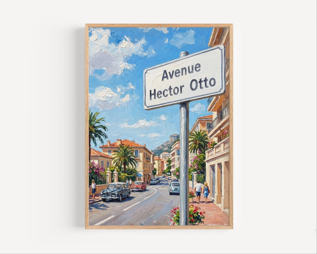 Avenue Hector Otto Wall Art Print: Monte Carlo Monaco Travel Poster