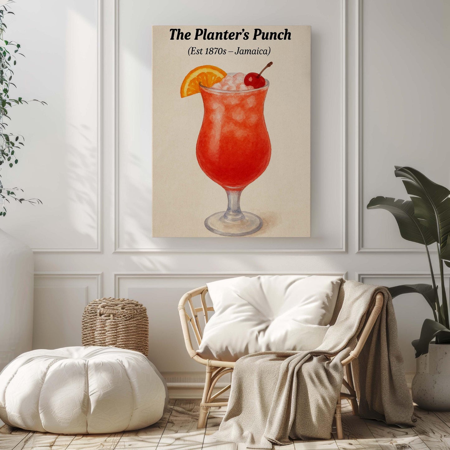 Planter's Punch Cocktail Print: Vintage Caribbean Drink Illustration