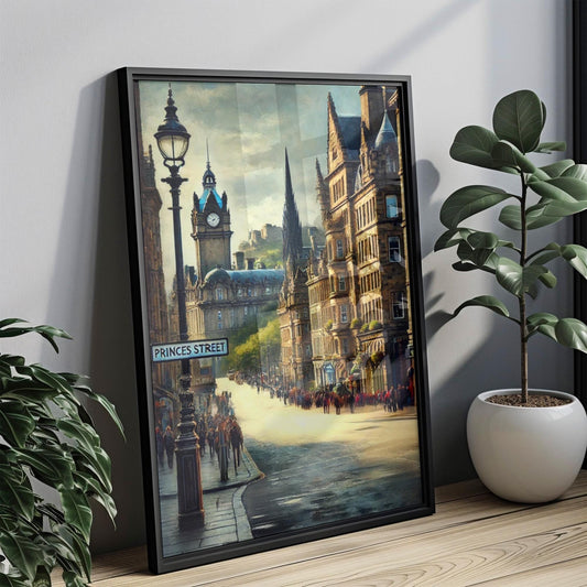 Edinburgh Princes St Wall Art Print - Travel Poster Scotland Gift, Edinburgh Home Decor, Housewarming & Travel Wall Art