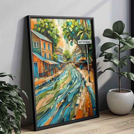 Waterkant Wall Art Print, Paramaribo Riverside Scene, Suriname Cityscape, Travel Souvenir, Vibrant Waterfront Poster, Personalized Gift