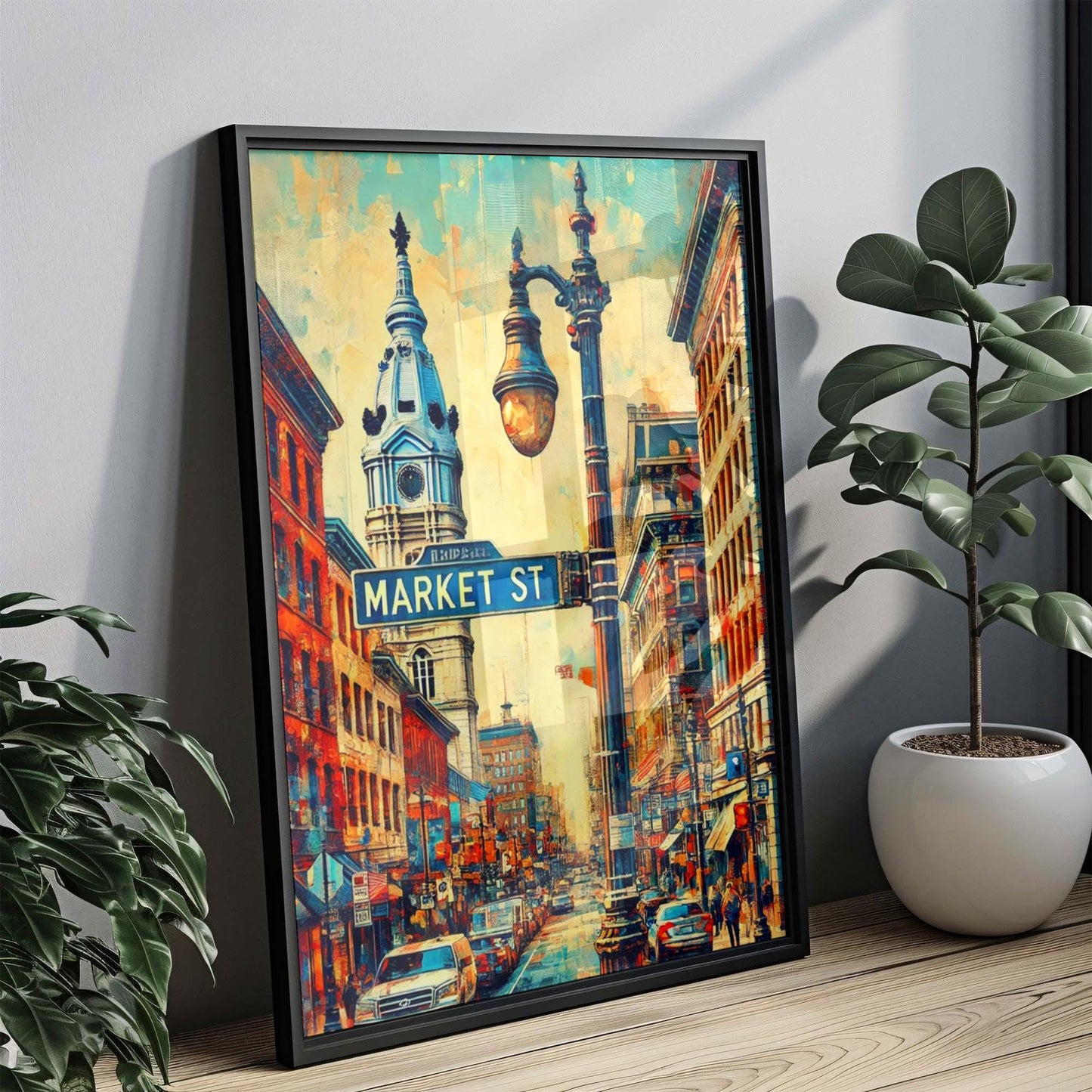 Market St Print Philadelphia Wall Art, Market Street Travel Poster, Philly Gift, Pennsylvania Artwork, Housewarming Decor