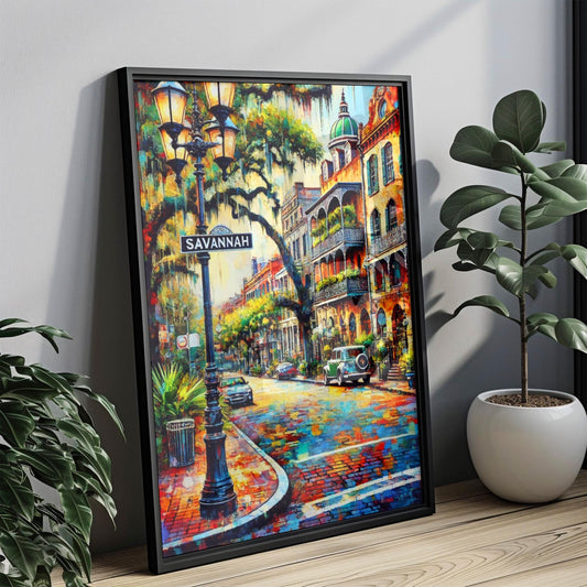 Georgia Savannah Wall Art Print - Travel Poster & USA Decor, Housewarming Gift, Georgia Travel Map, Southern USA Home Wall Decor