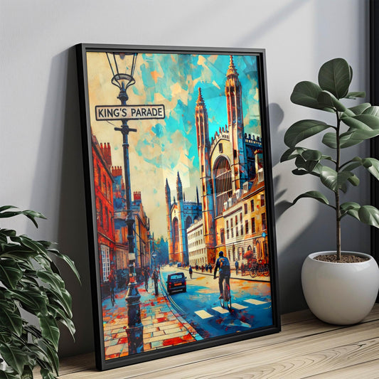 King's Parade Wall Art, King's Parade Print, Cambridge Art, Cambridge Gift, Travel Print, Travel Poster, Housewarming Gift, UK Art