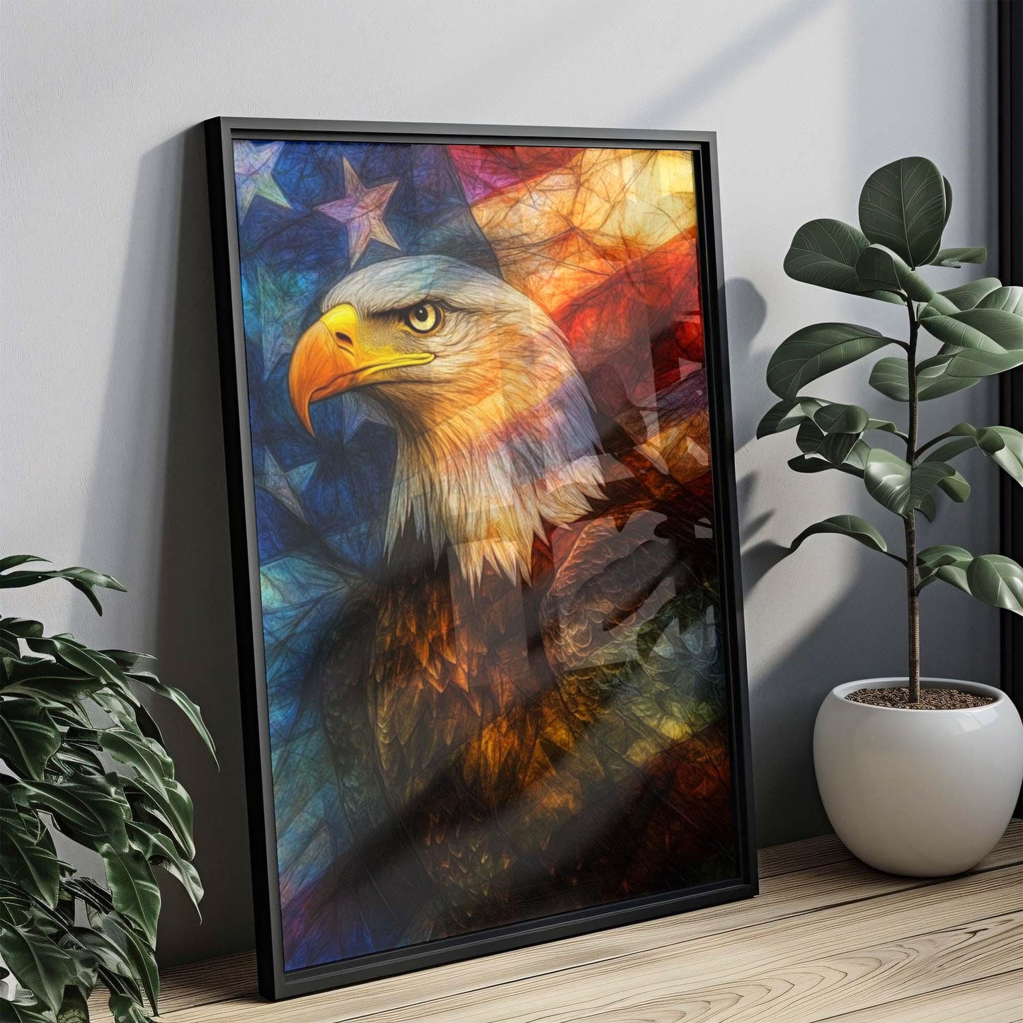 Wall Art Bald Eagle Abstract USA Patriotic Poster United States American Independence Home Decor