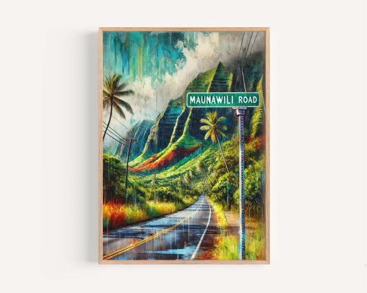Maunawili Road Print - Oahu Wall Art, Hawaii Travel Poster, Honolulu Gift, Housewarming Decor, Tropical Island Artwork, Maunawili Road Art