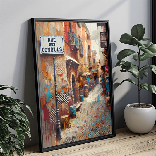 Rue des Consuls Wall Art, Morocco Street Scene, Rabat Print, Cultural Home Decor, Travel Gift, Morocco Souvenir, Vibrant City Artwork