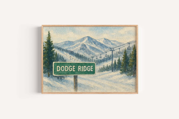 Dodge Ridge Ski Resort Print Watercolor - California, USA