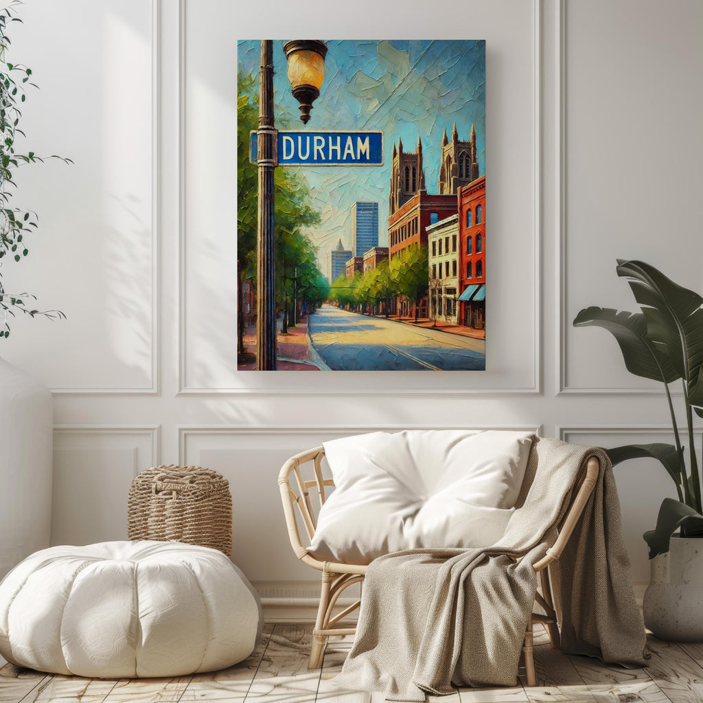 North Carolina Durham Wall Art Print – Travel Poster & Housewarming Gift, USA American Map Art, North Carolina Home Decor