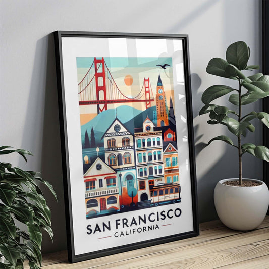 San Francisco Print Wall Art - California Travel Decor, Housewarming & College Gift, Modern Cityscape Home Decoration
