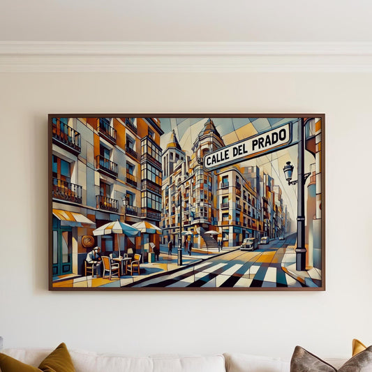 Calle del Prado Wall Art Print - Madrid Travel Poster, Spain Souvenir, Housewarming Gift, Elegant Street Map Decor