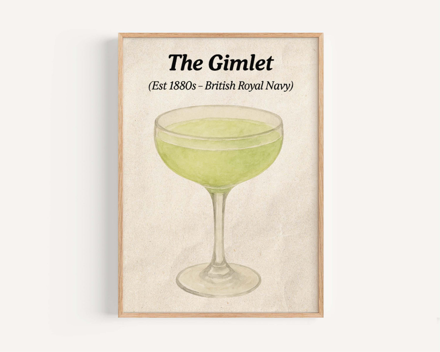 Gimlet Cocktail Art, Gin Lime Sour Cocktail Wall Decor, Retro Drink Illustration, Home Bar Decor, Classic Drink Artwork, Prohibition Era Art