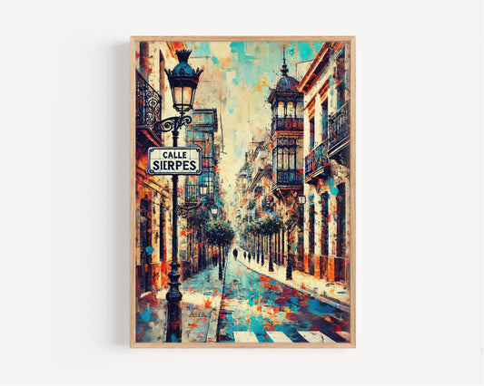 Seville Calle Sierpes Wall Art Print, Spanish Travel Poster, Seville Gift, Spain Decor, Housewarming & Travel Wall Art