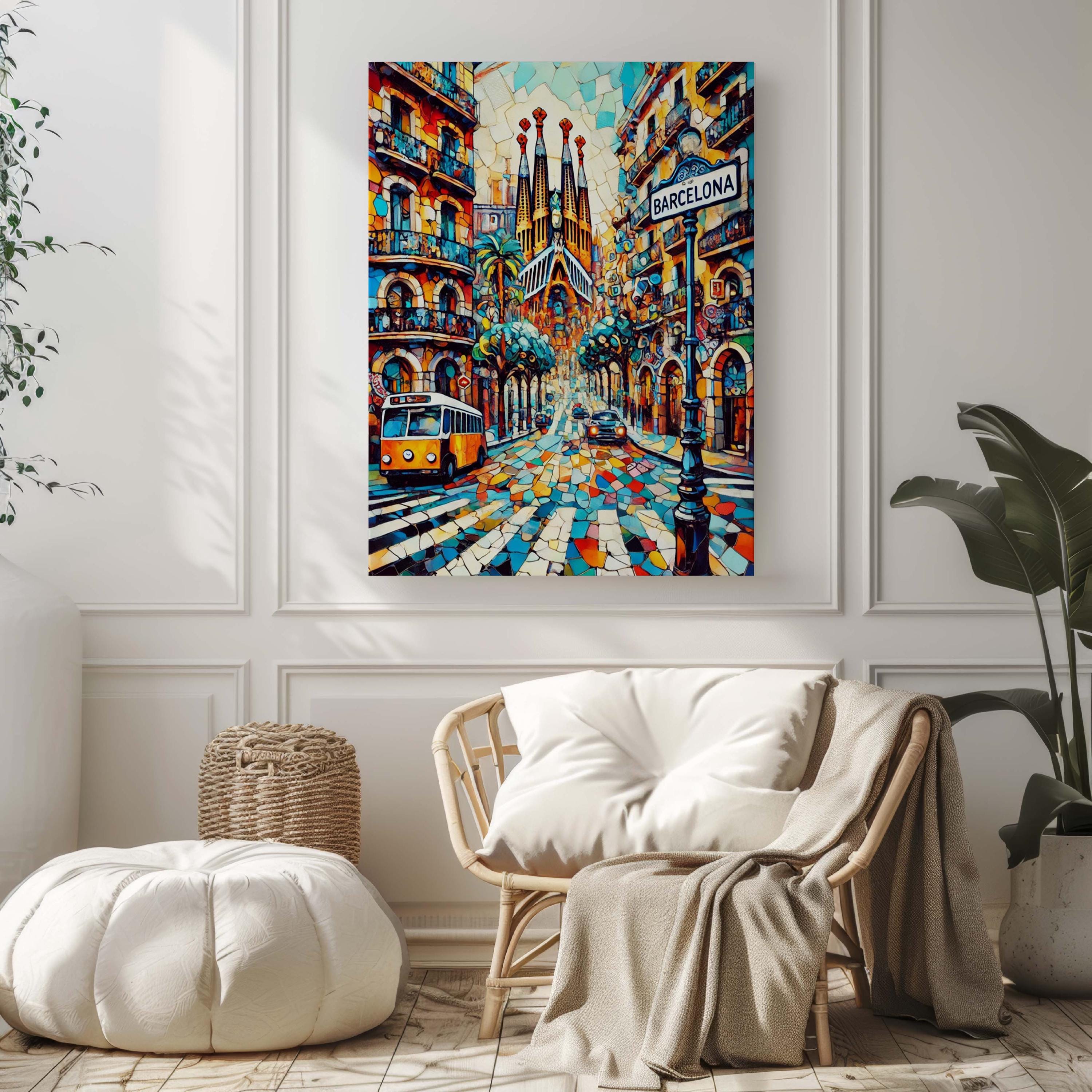 Barcelona Art Print - Vibrant Spain Wall Decor, Travel Poster, Housewarming Gift, Modern European Home Accent