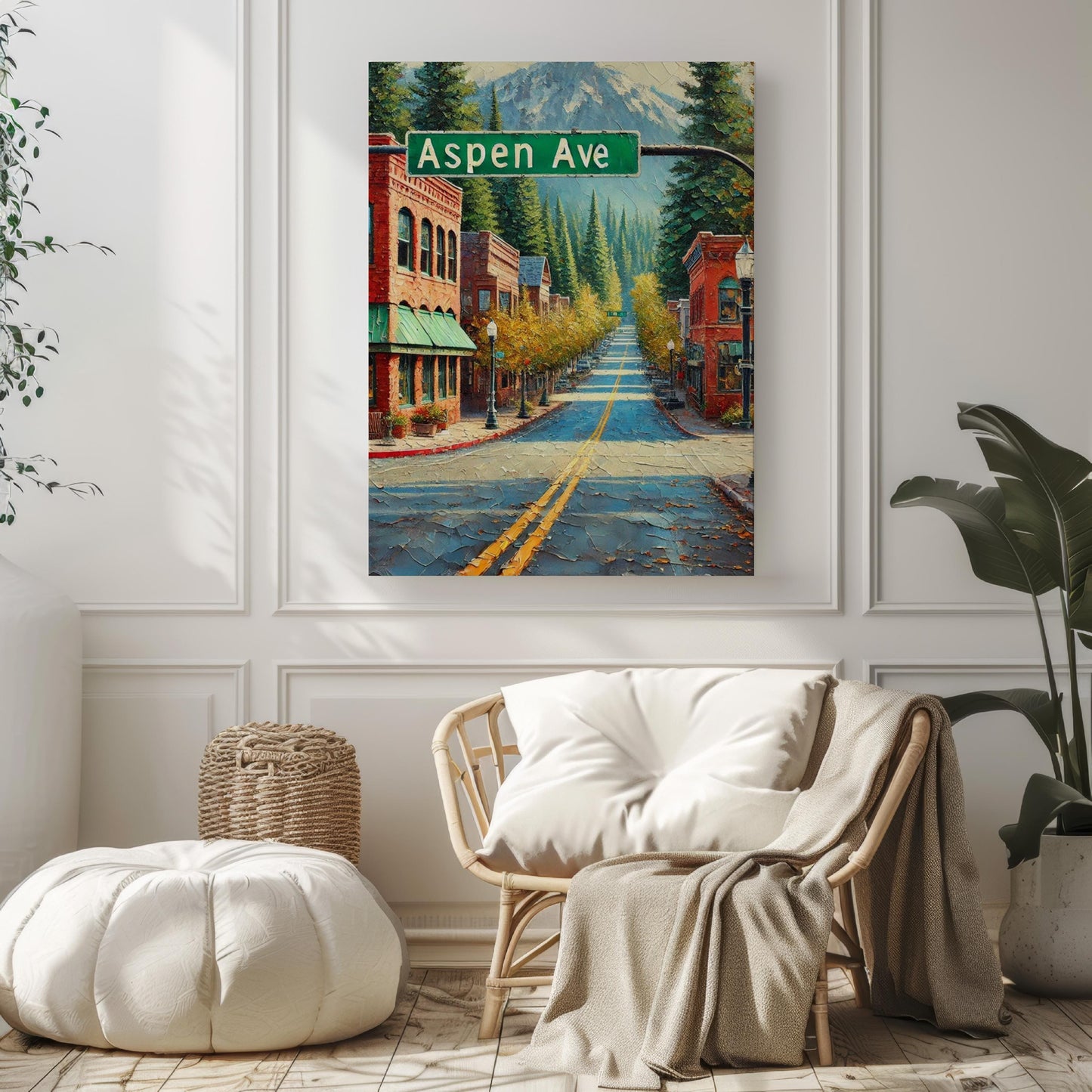 Aspen Ave Wall Art, Flagstaff Print, Arizona Artwork, Travel Poster, Rustic Home Decor, Mountain Town Gift, City Street Sign, Framed Art