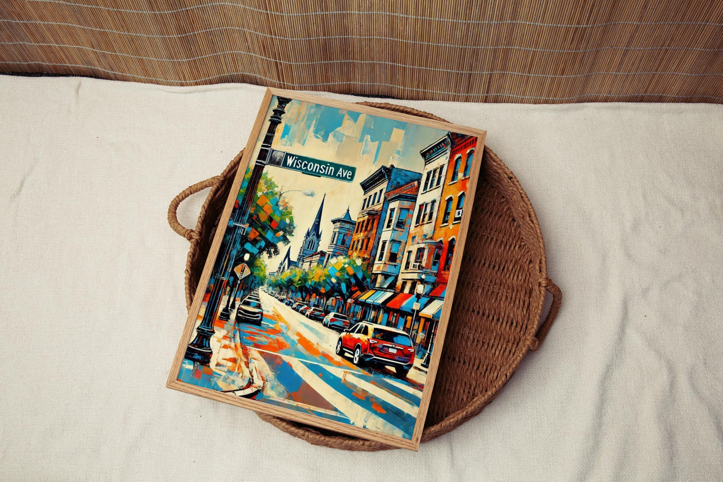 Wall Art Wisconsin Ave Washington DC Print, USA Travel Poster, Housewarming Gift, Cityscape Wall Decor