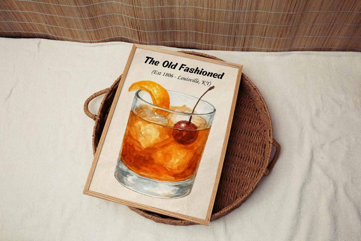 Old Fashion Cocktail Wall Art Vintage