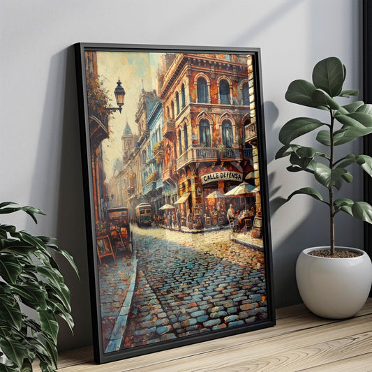 Argentina Art, Calle Defensa Wall Art, Buenos Aires Print, Travel Souvenir, City Decor, Historic Streets, Vibrant Market Scene