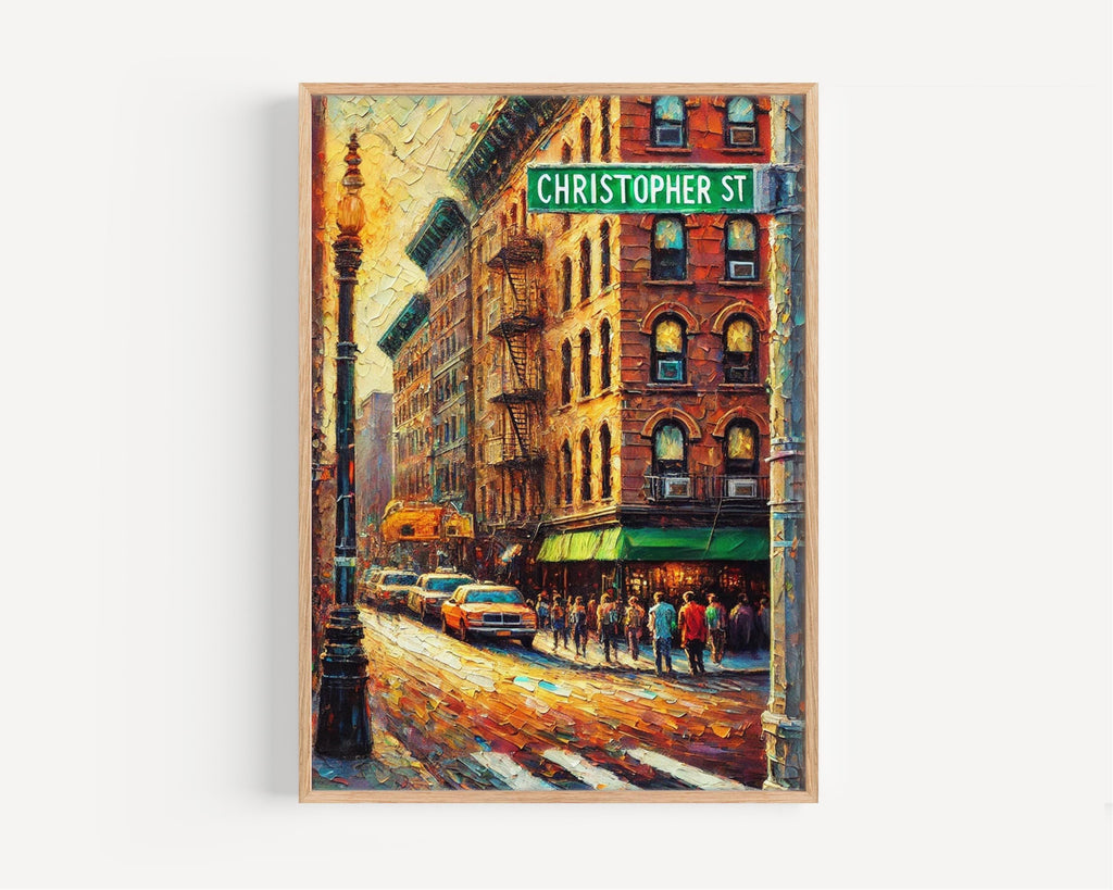 Wall Art Christopher Street Print - Manhattan NYC Travel Poster, Urban Cityscape Decor, Christopher St Wall Art Gift