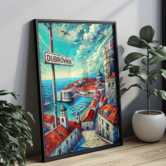 Dubrovnik Print - Croatia Wall Art Travel Poster, Coastal Cityscape, Housewarming & Travel Gift, Dubrovnik Gift, Croatia Decor