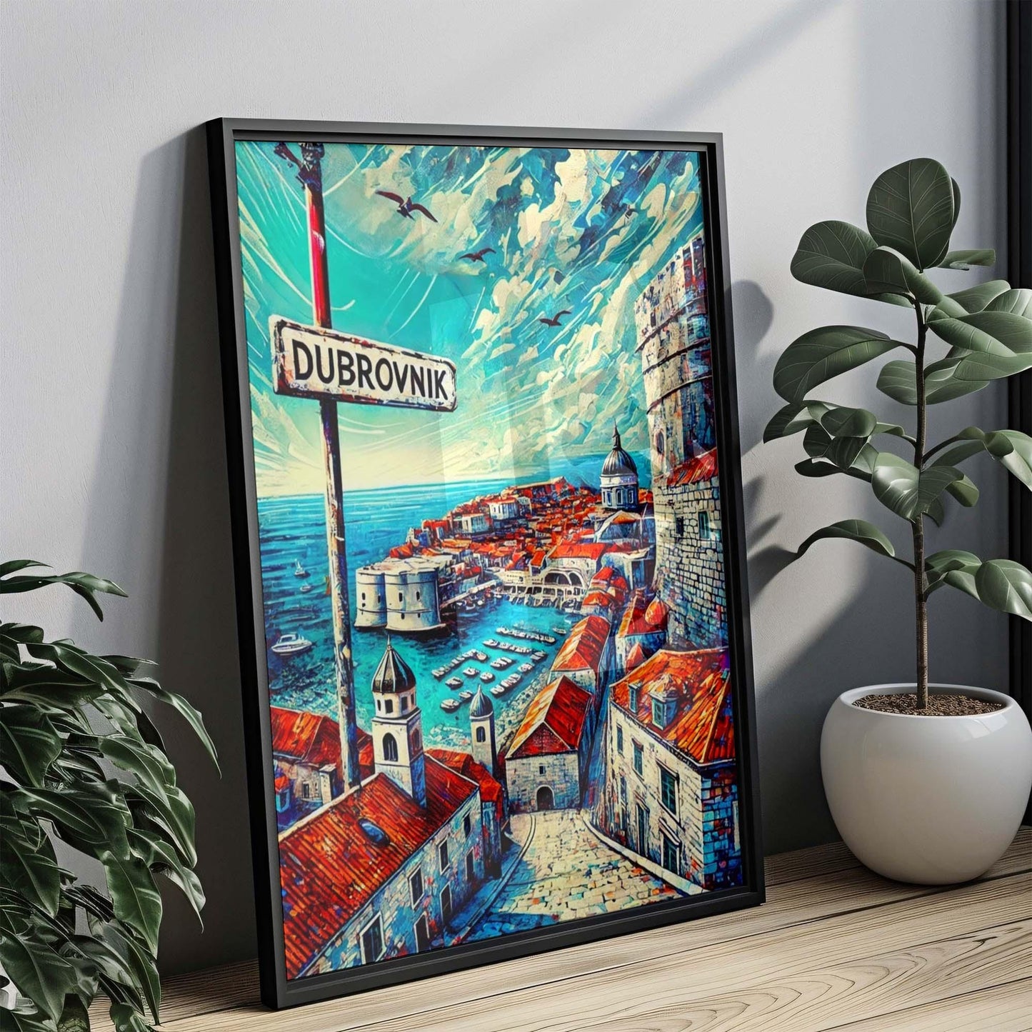 Dubrovnik Print - Croatia Wall Art Travel Poster, Coastal Cityscape, Housewarming & Travel Gift, Dubrovnik Gift, Croatia Decor