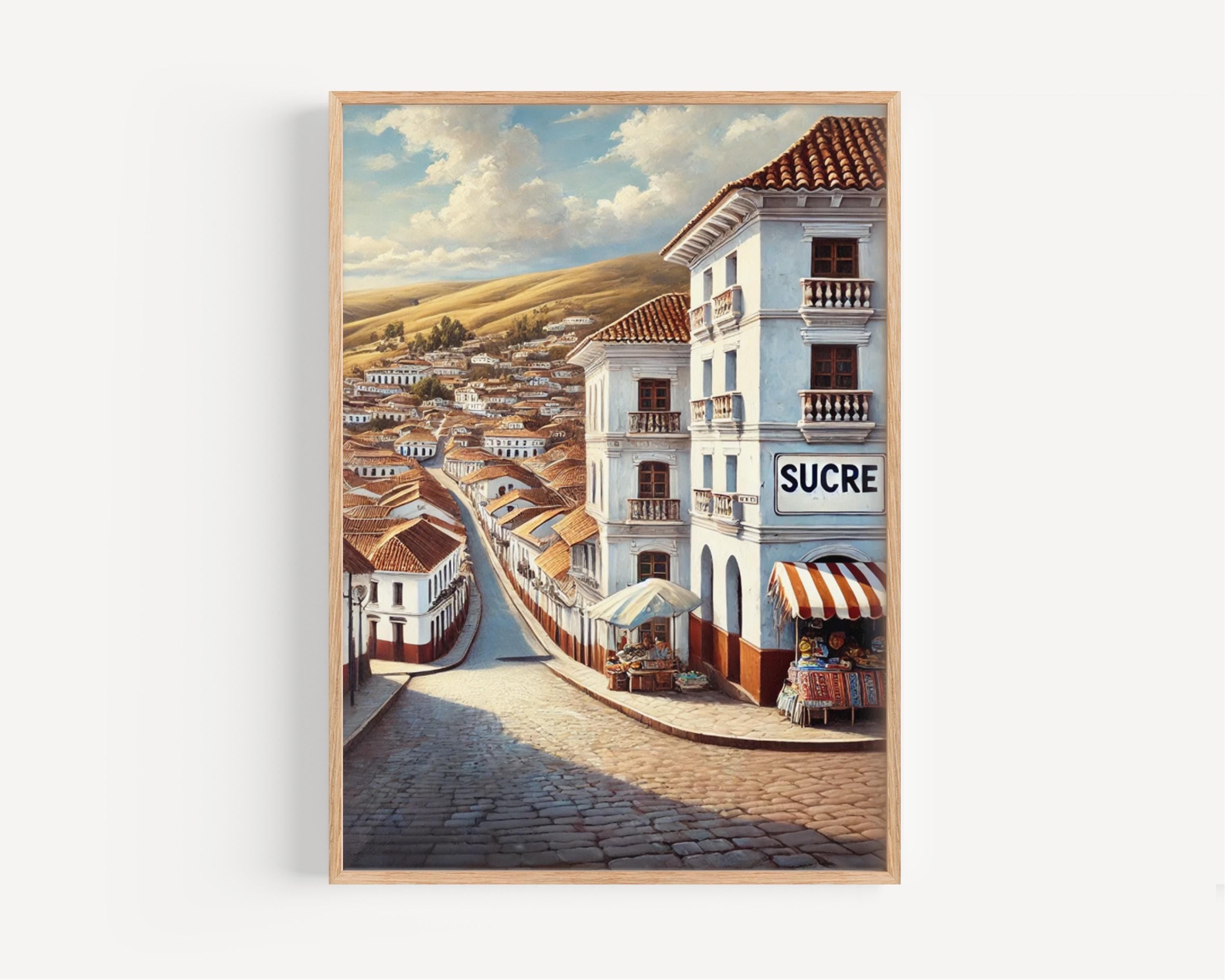 Art Sucre Wall Art Print - Bolivia Travel Poster, South American Decor, Perfect Bolivia Gift & Housewarming Present