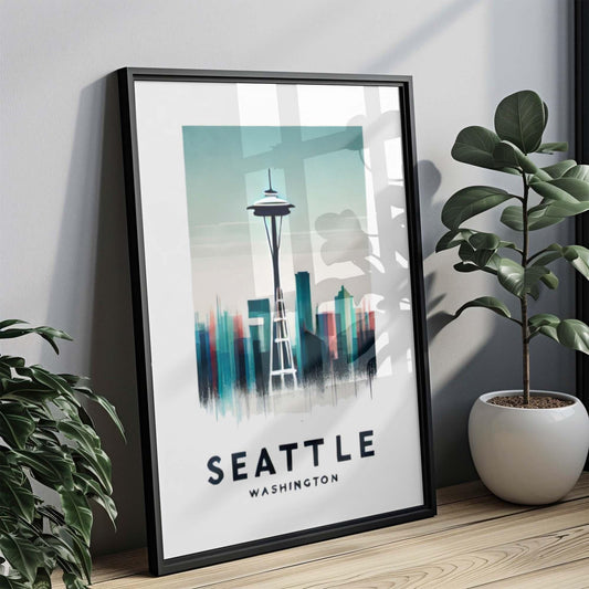Seattle Print Seattle Wall Art Washington Map Travel Print Home Decor Housewarming Gift College Dorm WA Artwork