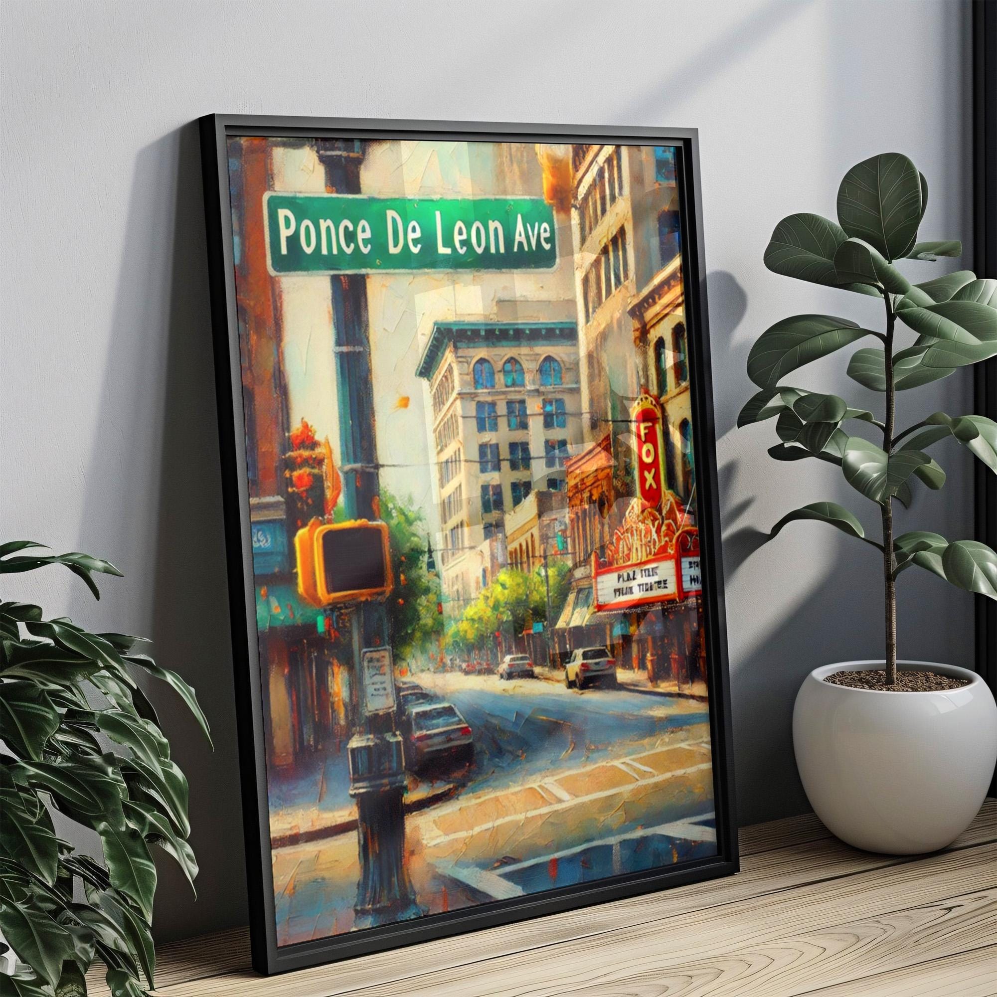 Ponce De Leon Ave Cityscape Print - Atlanta, Georgia, USA