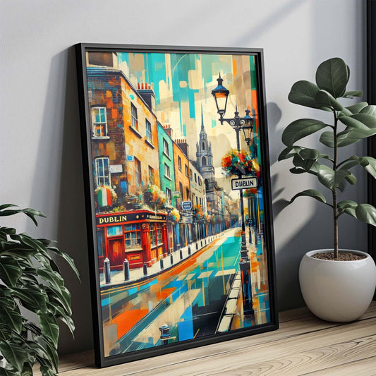Dublin Art Print - Colorful Dublin Wall Art Travel Poster, Ireland Gift & European Artwork, Housewarming Decor