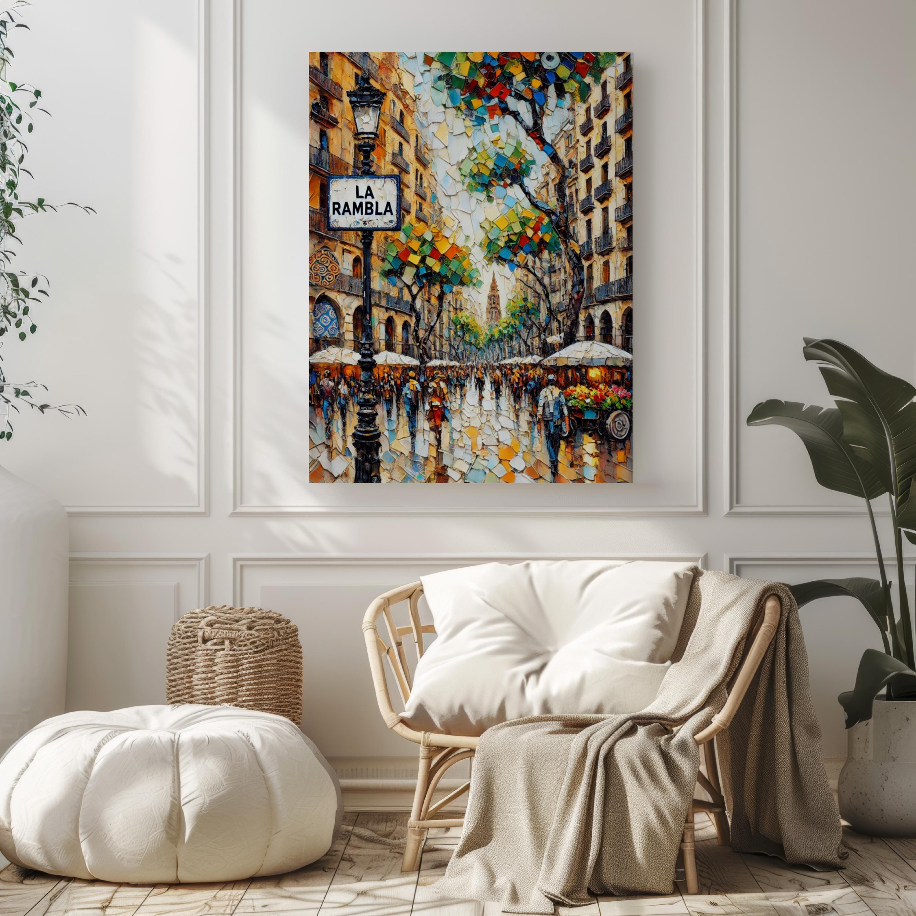 La Rambla Cityscape Wall Art - Barcelona, Spain