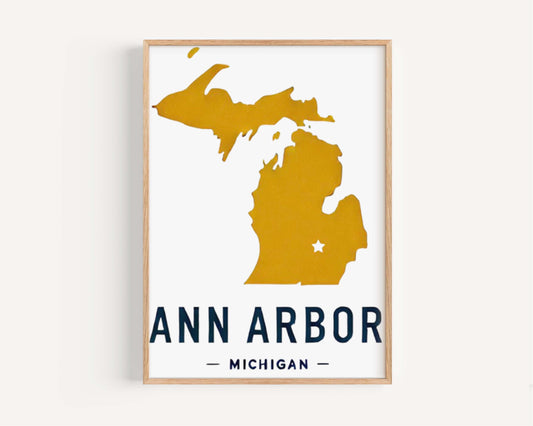 Ann Arbor Print Michigan Wall Art Vintage Travel Decor College Housewarming Gift Ann Arbor Home Decor MI Art