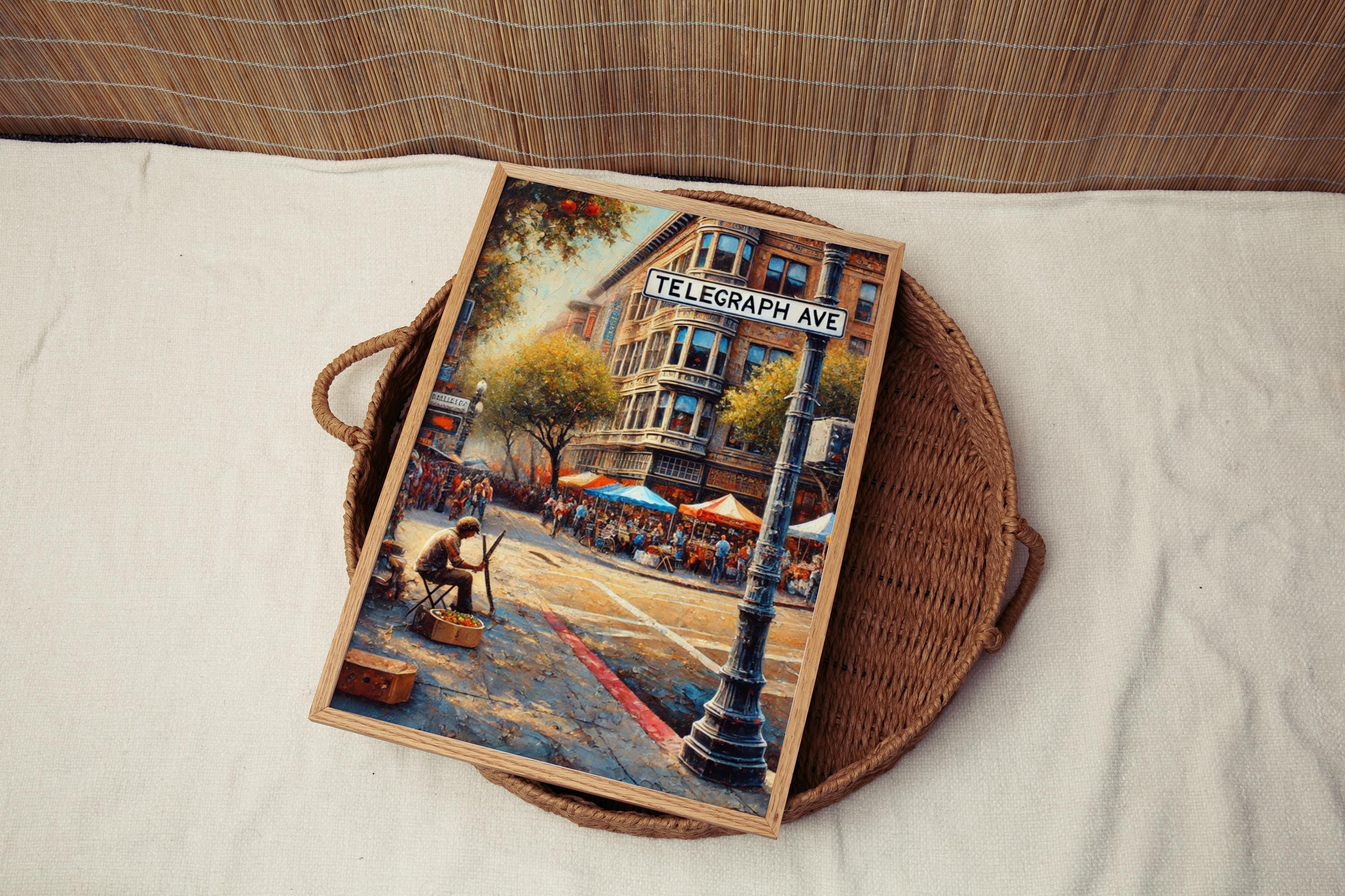 Telegraph Ave Wall Art - Berkeley Print California Travel Poster, Personalized City Gift, Unique State Souvenir Home Decor