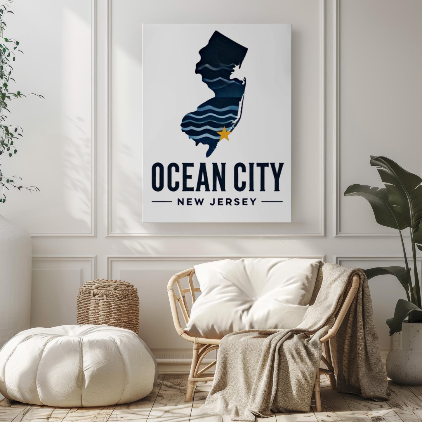 New Jersey Ocean City Wall Art Print – Beach Decor, Travel Gift, Housewarming & College Room Artwork