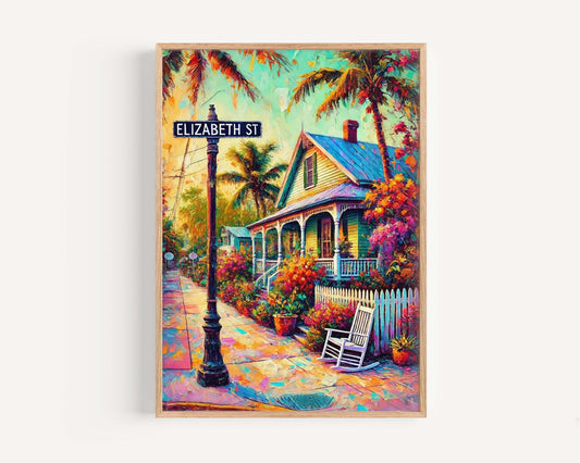 Elizabeth St Print Key West Wall Art Florida Travel Poster Tropical Home Decor Housewarming Gift