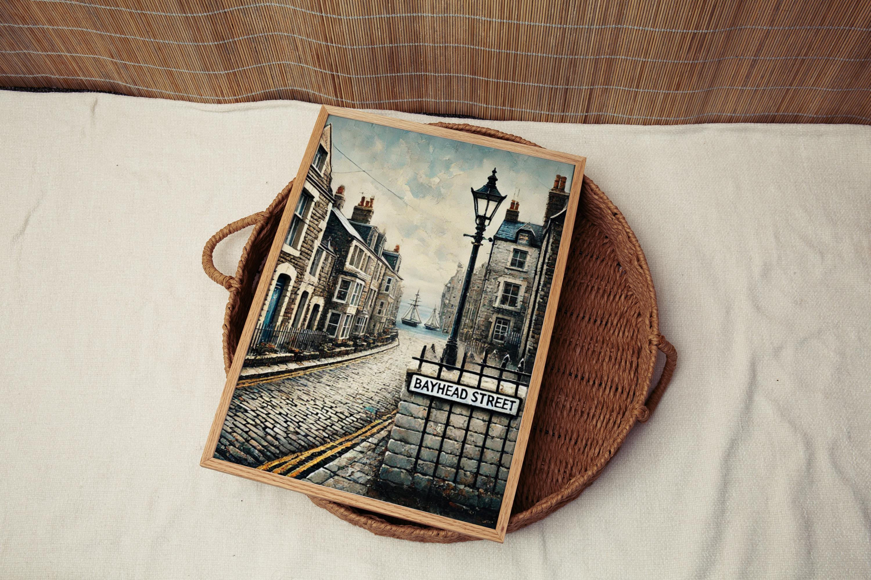 Bayhead Street Cubism Art Print: Stornoway Scotland Coastal Travel Poster