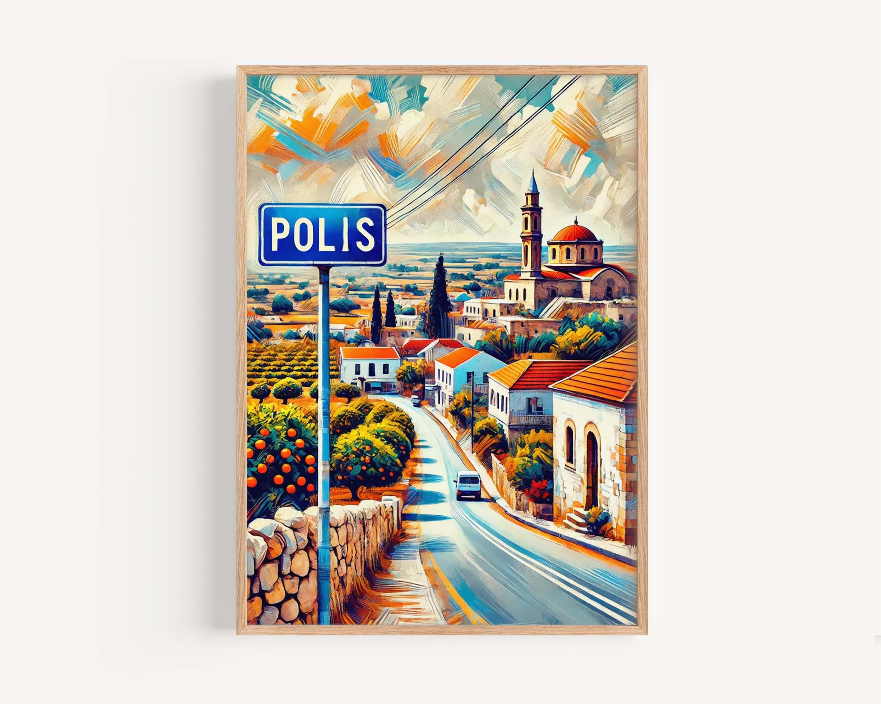 Polis Art Cyprus Wall Art Print Travel Poster European City Gift Housewarming Decor