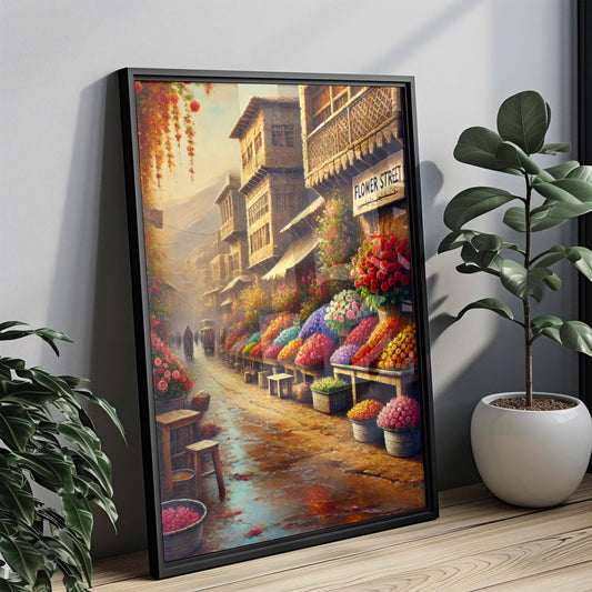 Flower Street Wall Art, Kabul Print, Afghanistan Travel Poster, City Gift, Travel Souvenir, Fine Art Street Sign, Vibrant Home Decor