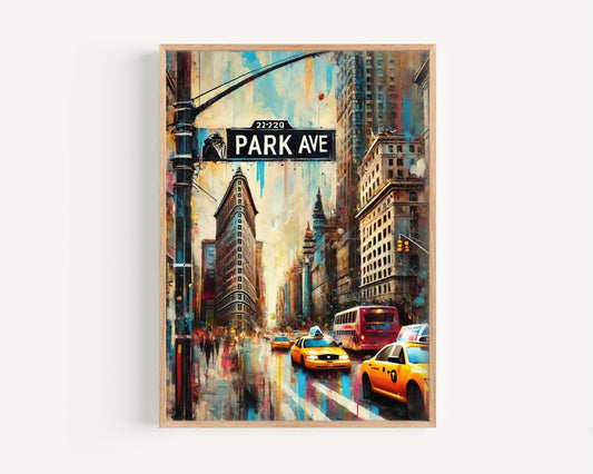 Park Ave Print - Manhattan Wall Art, NYC Travel Poster, New York City Gift, Housewarming Decor, Urban Modern Home Art, Park Ave Illustration