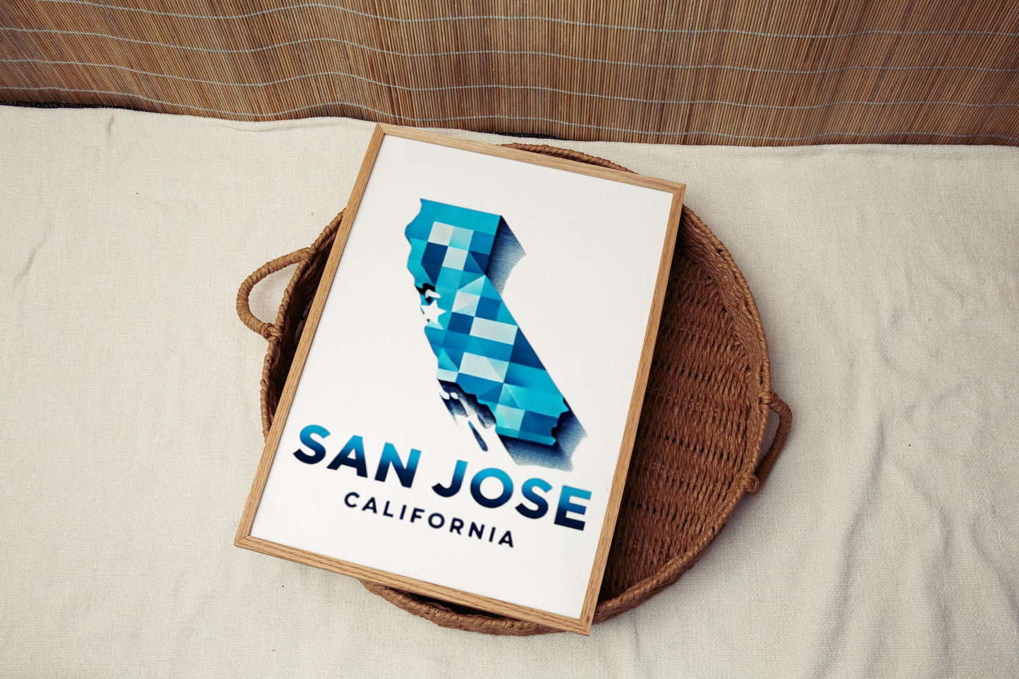 California San Jose Wall Art Print – Travel Decor, Housewarming Gift & College Room Poster, California Map Home Decoration