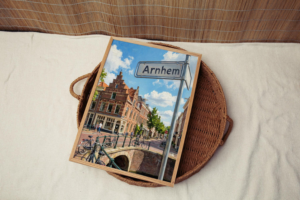 Arnhem Street Sign Wall Art Print: Historic Dutch City Travel Poster